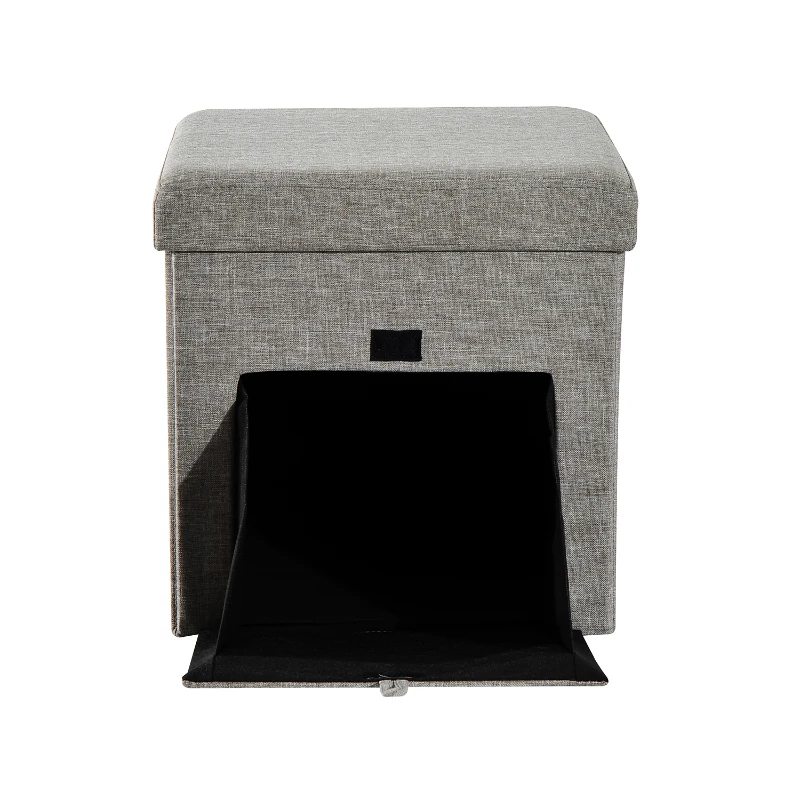 HOMCOM Faltbarer Sitzwürfel mit Stauraum Aufbewahrungsbox grau