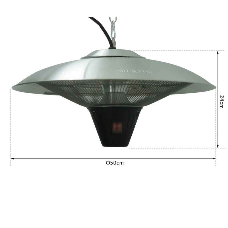 Outsunny® Deckenheizstrahler Heizstrahler 1800W Silber Φ50 x H24cm