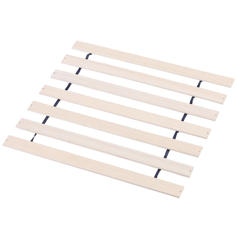 HOMCOM® Bettgestell Doppelbettrahmen Holzbett 15 Latten Erhöhte Beine Kiefernholz Braun 198 x 209 x 36 cm