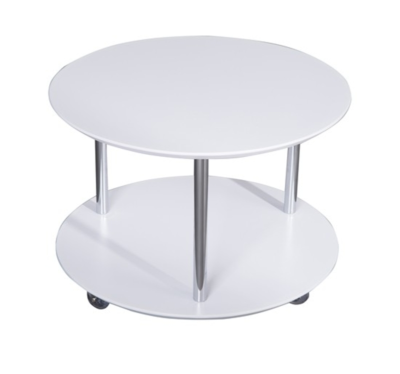 Beistelltisch Tisch Couchtisch Rund Ø56, 4cm MDF Wohnzimmertisch mit Räder schwarz/weiß Homcom (weiß)