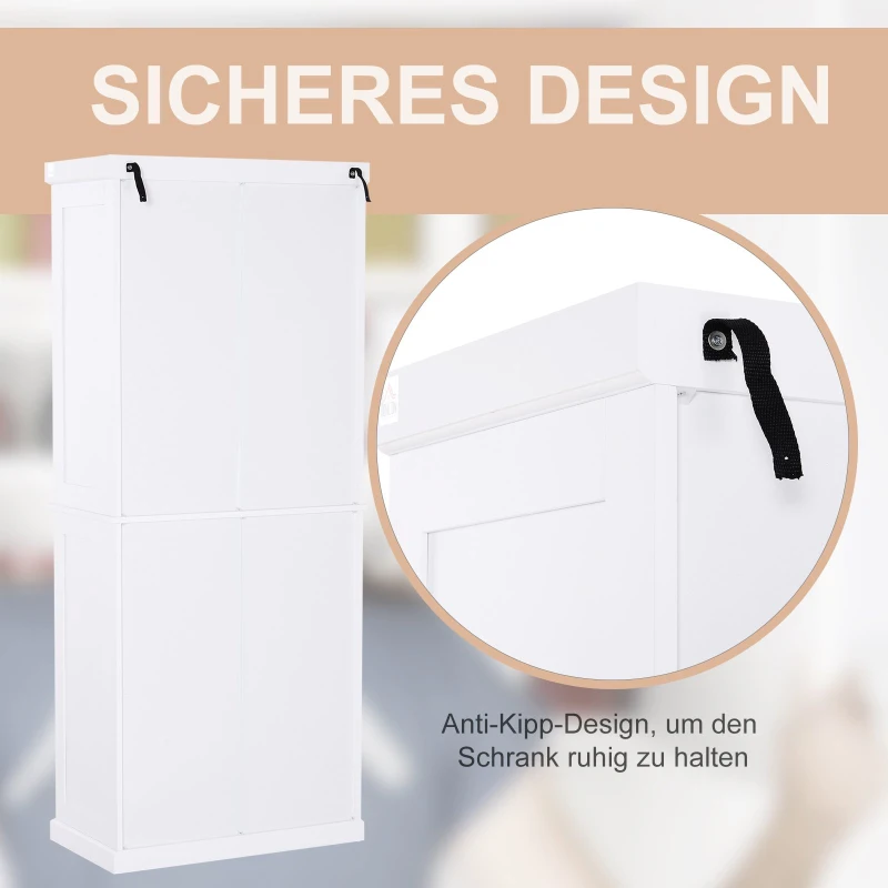 HOMCOM® Schrank Hochschrank Kommode 6 Ebenen verstellbare Regalebene Küche MDF Weiß