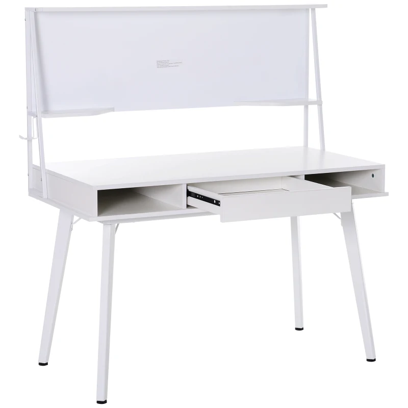 HOMCOM® Schreibtisch Computertisch Bürotisch mit Tafel und Schublade Haken PP 127,5 x 60 x 133,5 cm