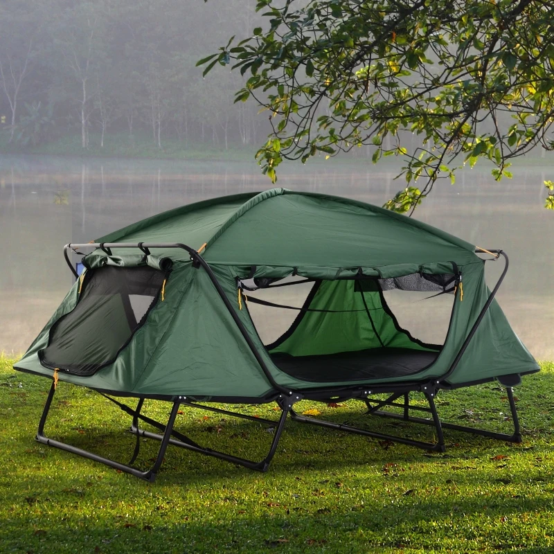 Outsunny® Faltbares Campingzelt 2-Schicht-Zelt Tragetasche Stahl Alu Oxford Grün