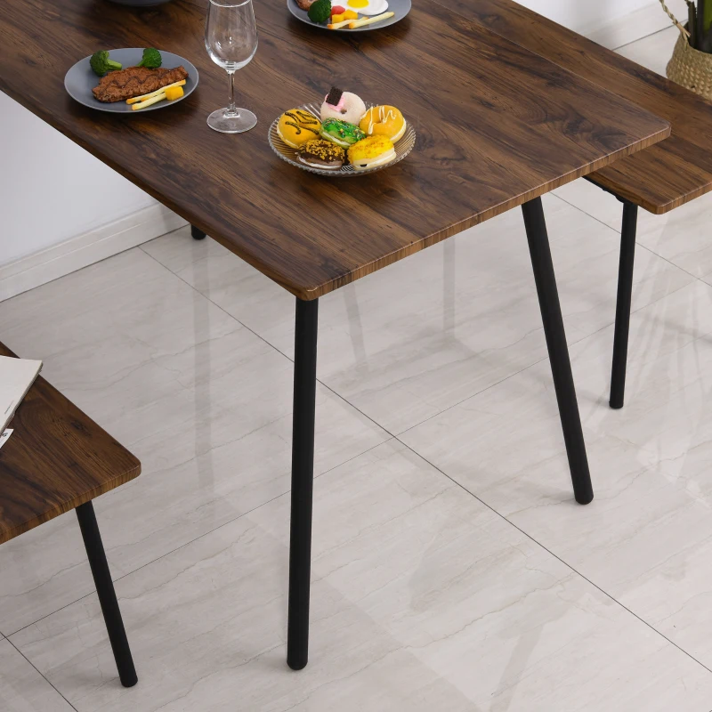 HOMCOM® Essgruppe mit 2 Stühlen Esszimmergarnitur Sitzgruppe Tischgruppe Braun+Schwarz