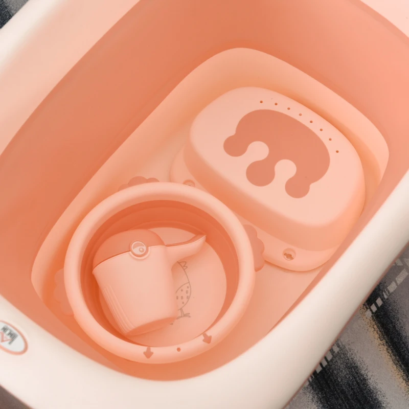 HOMCOM® Babybadewanne mit 4 Teilen Babywanne Badewanne Kunststoff Rosa