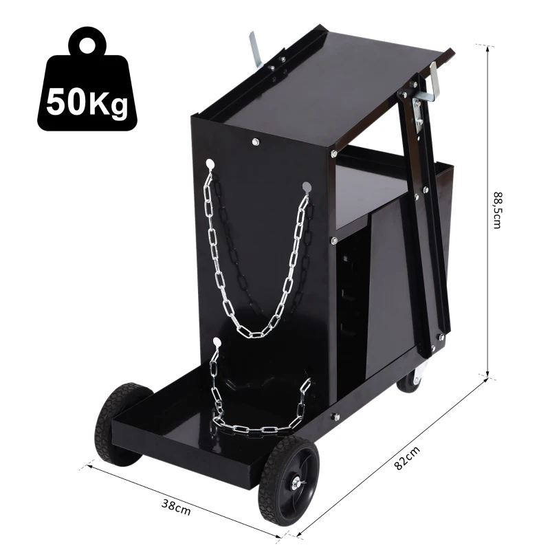 DURHAND® Schweißwagen Wagen für Schweißgeräte 4 Schubladenfächer Schwarz