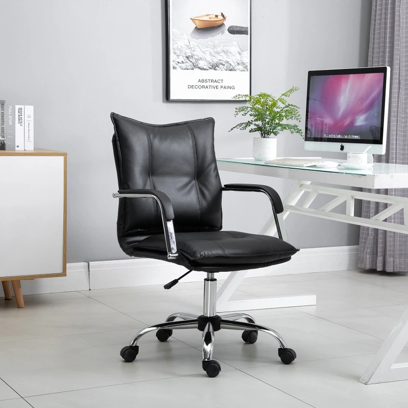 Vinsetto® Bürostuhl Drehstuhl Kunstleder Schwarz