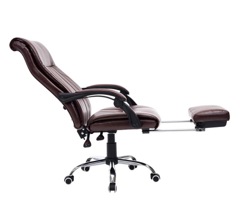 HOMCOM Bürostuhl mit Beinablage Chefsessel verstellbar Kunstleder dunkelbraun