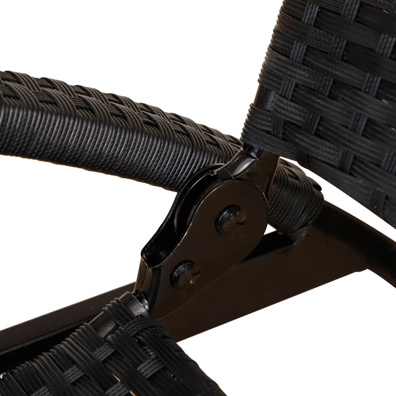 Outsunny® Schaukelstuhl Schwingsessel mit Fußstütze 3-fache Rückenlehne PE Rattan Schwarz