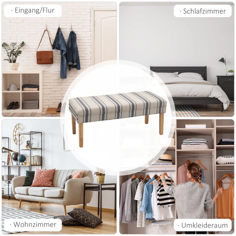 HOMCOM® Polsterbank Schuhbank Sitzbank Fußschemel Gepolstert Schaumstoff Gummiholz