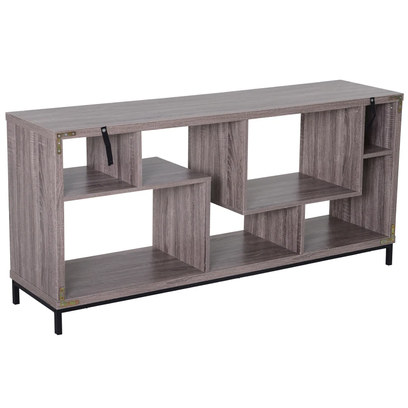 HOMCOM® Lowboard TV Schrank mit Viel Stauraum Spanplatte Hellbraun 152,5 x 39,5 x 71 cm