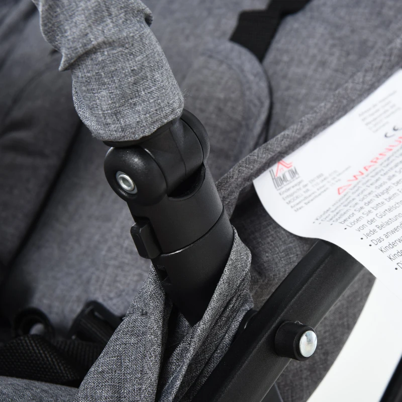 HOMCOM® Kinderwagen Faltbarer Buggy Babyschale Babywanne 0-36 Monate Grau