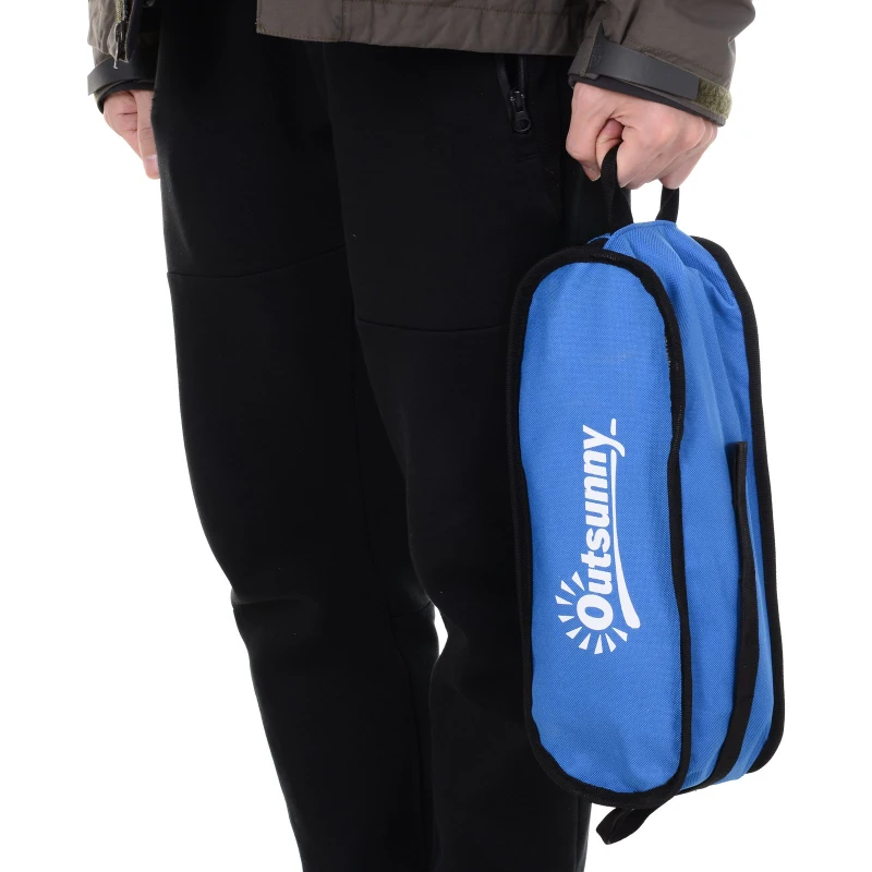 Outsunny® Campingstuhl mit Telefontasche Faltstuhl Angelstuhl Höhenverstellbar Alu Blau