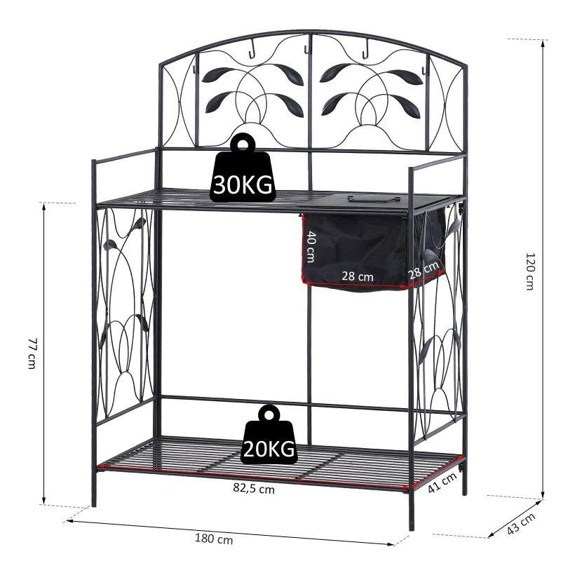 Outsunny Einpflanzstation, Werkbank, Metall, Schwarz