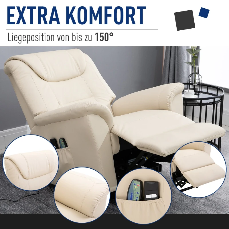 HOMCOM® Massagesessel mit Wärmefunktion | Massagestuhl | Creme | 100 x 93 x 105 cm