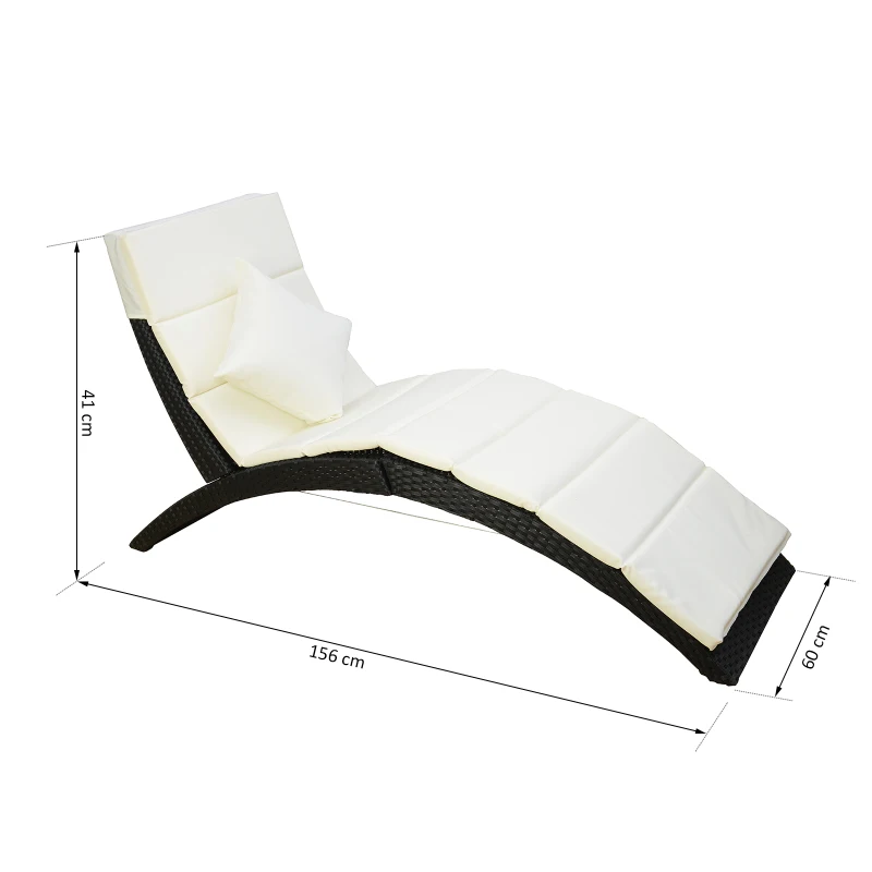 Outsunny® Polyrattan Garten-/Sonnenliege mit Kissen belastbar bis 180 kg