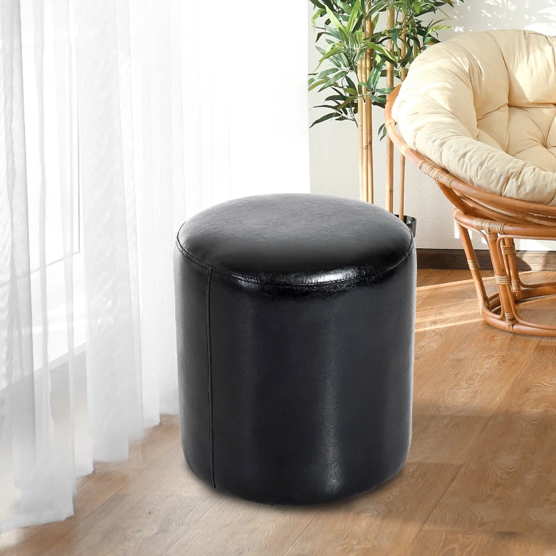 HOMCOM® Sitzhocker Sitzwürfel Kunstleder Schwarz 45x45x50cm