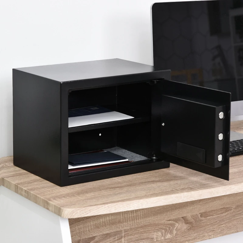 HOMCOM® Safe Tresor Möbeltresor Wandtresor mit Elektronikschloss Stahl Schwarz