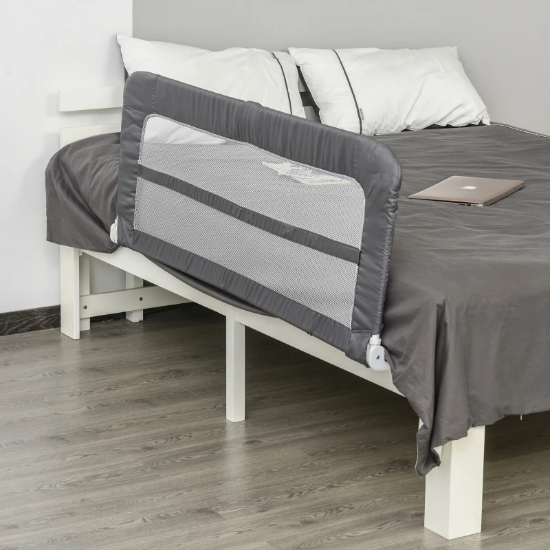 HOMCOM® Bettgitter 150 cm Bettschutzgitter Rausfallsschutz für Sicherheit faltbar Grau