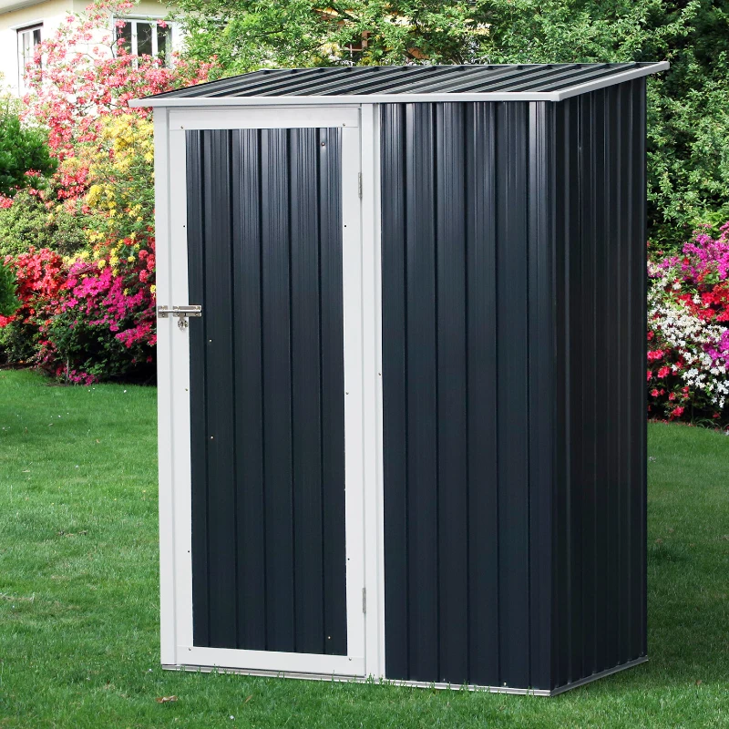 Outsunny® Gartenhaus Metallgerätehaus für den Außenbereich Tür Outdoor Stahl Grau