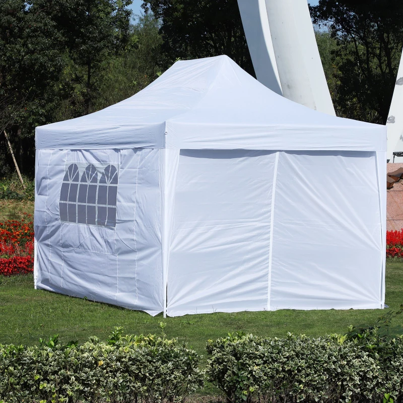 Outsunny® Faltpavillon inkl. 4 Seitenteilen weiß 3x4,5m Faltzelt Partyzelt