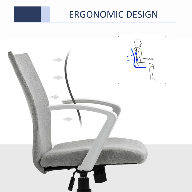 Vinsetto Office Chair Linen Swivel Light Grey