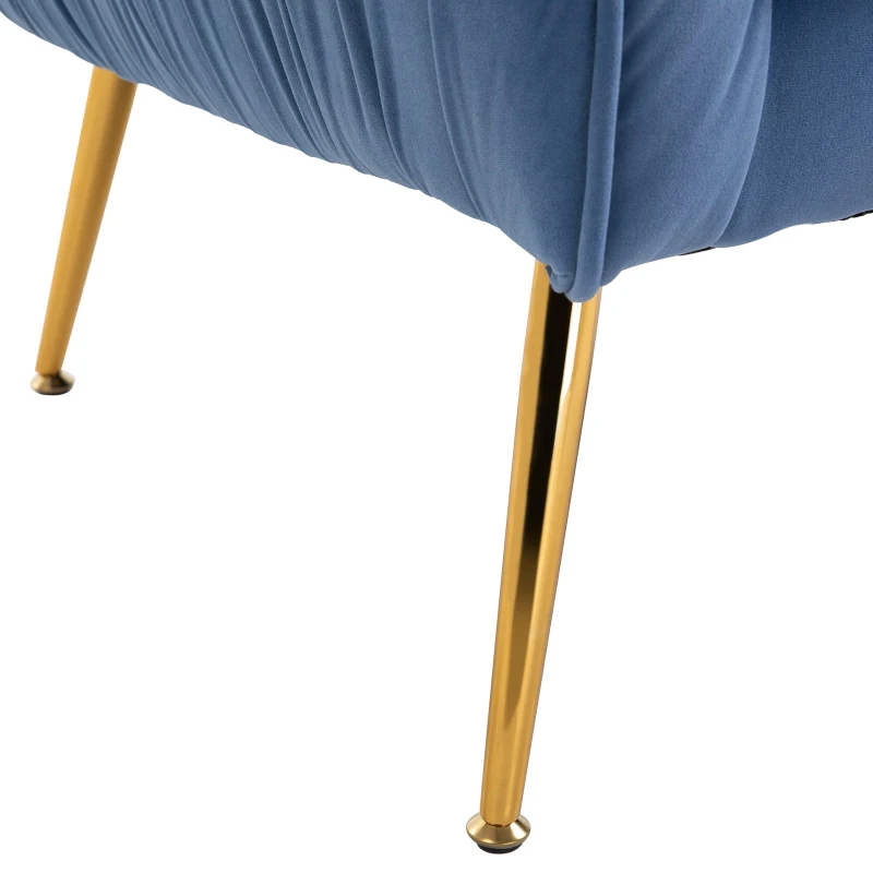 HOMCOM® Relaxsessel Ohrensessel Fernsehsessel Esszimmerstuhl Armlehne Metallbeine Blau