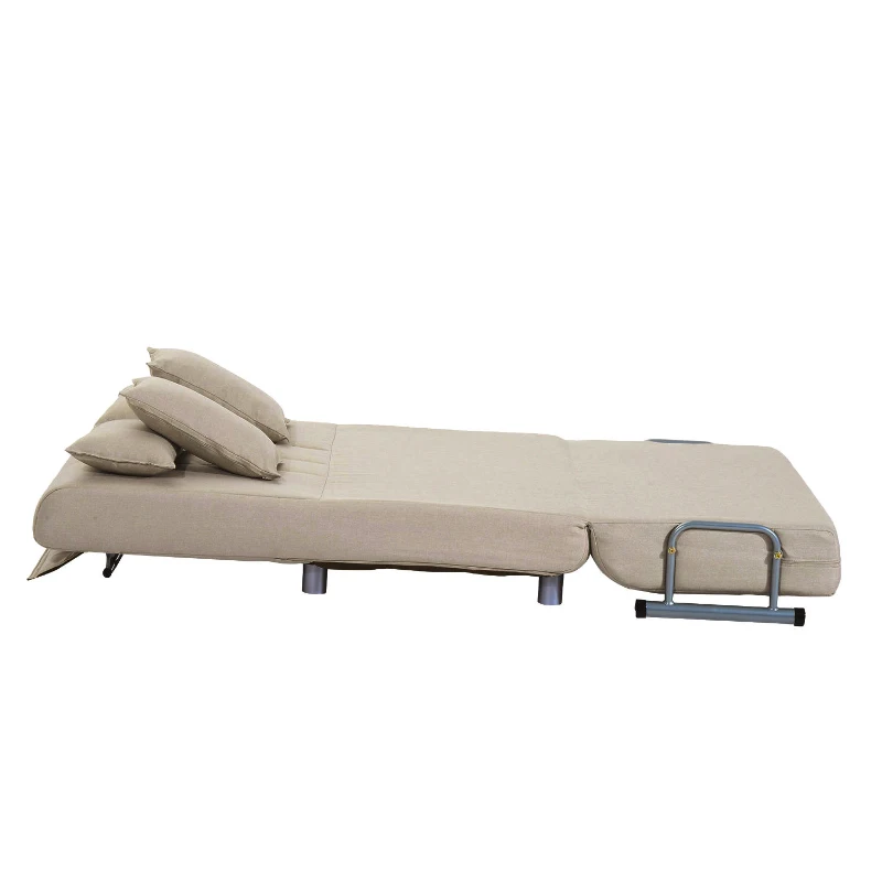 HOMCOM® Klappbares Schlafsofa | Stahl, PC, Schaumstoff | Sofa: 102 x 82 x 81 cm | Bett: 190 x 98 x 25 cm | Creme