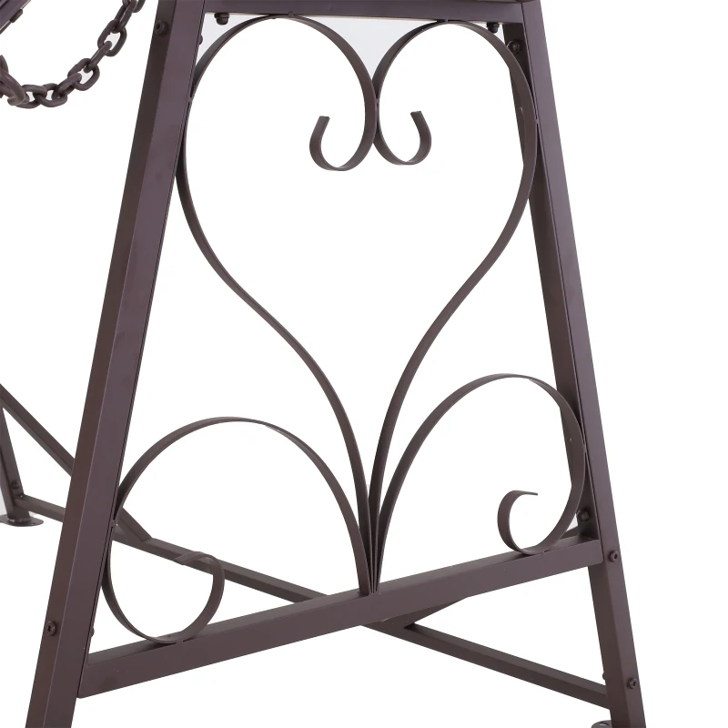 Outsunny® Hollywoodschaukel für 2 Personen Gartenschaukel mit Ablagen Stahl Braun