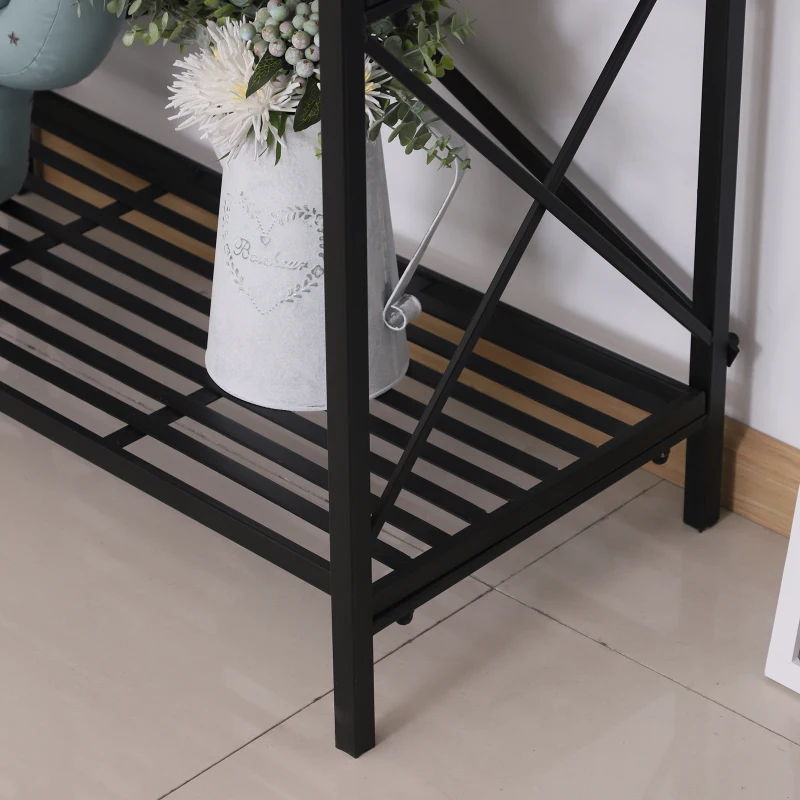 HOMCOM® Standregal Bücherregal Lagerregal Aufbewahrungsregal Pflanzregal Schuhregal Metall Schwarz 80 x 40 x 160 cm