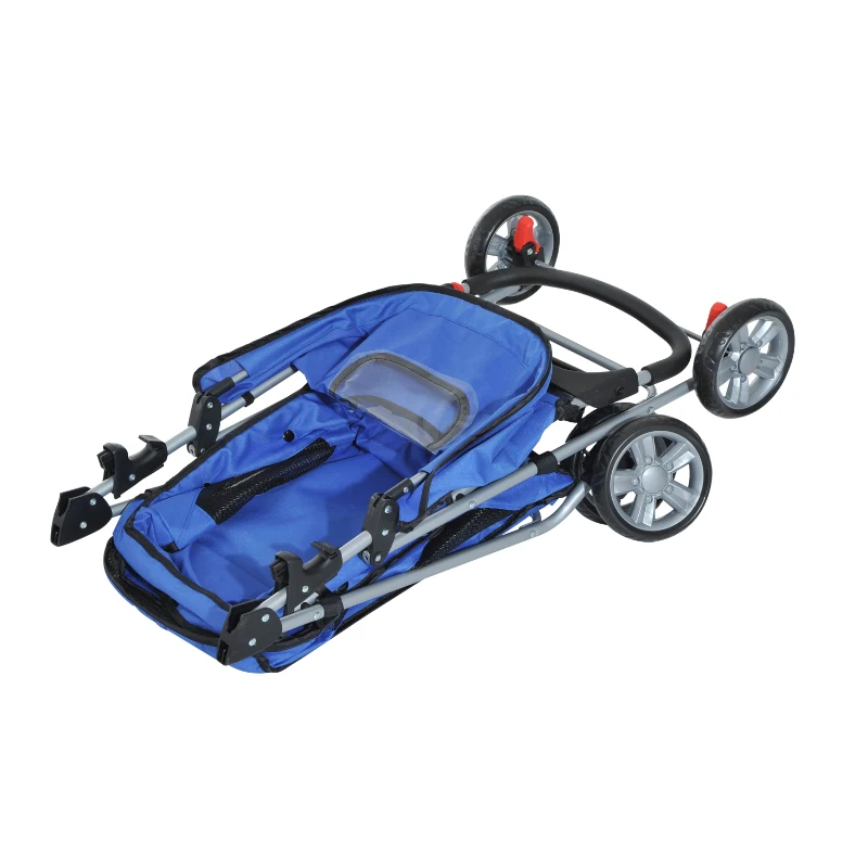 PawHut® Hundebuggy Hundewagen mit Sonnendach Stahl Blau