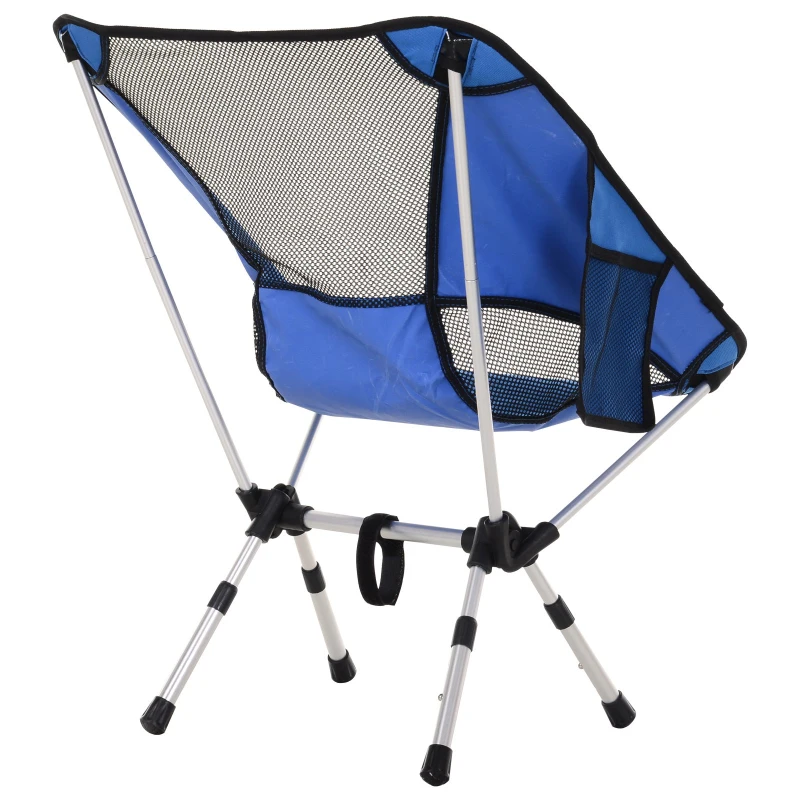Outsunny® Campingstuhl mit Telefontasche Faltstuhl Angelstuhl Höhenverstellbar Alu Blau