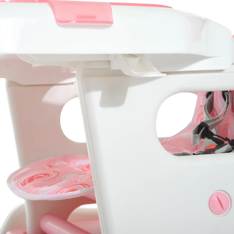 HOMCOM® 3 in 1 Kinderhochstuhl - Kombihochstuhl - Rosa-Weiß
