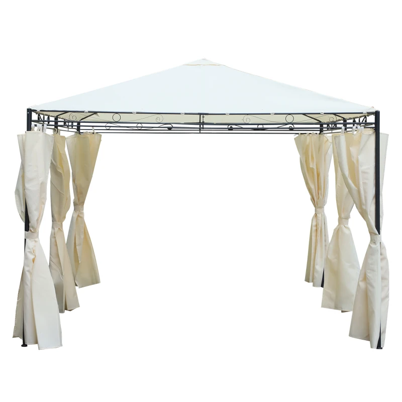 Outsunny® Gartenpavillon Pavillon Festzelt Partyzelt wetterfest Zelt mit Seitenwänden Cremeweiß 4 x 3 m