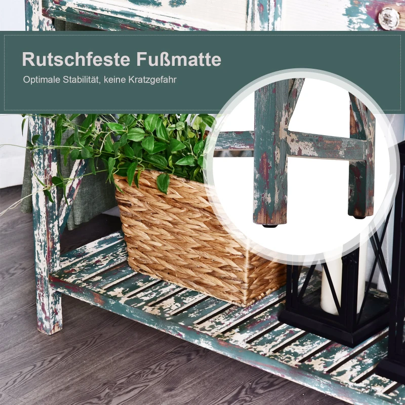 HOMCOM® Vintage Konsolentisch Beistelltisch Sideboard mit 2 Schubladen Massivholz