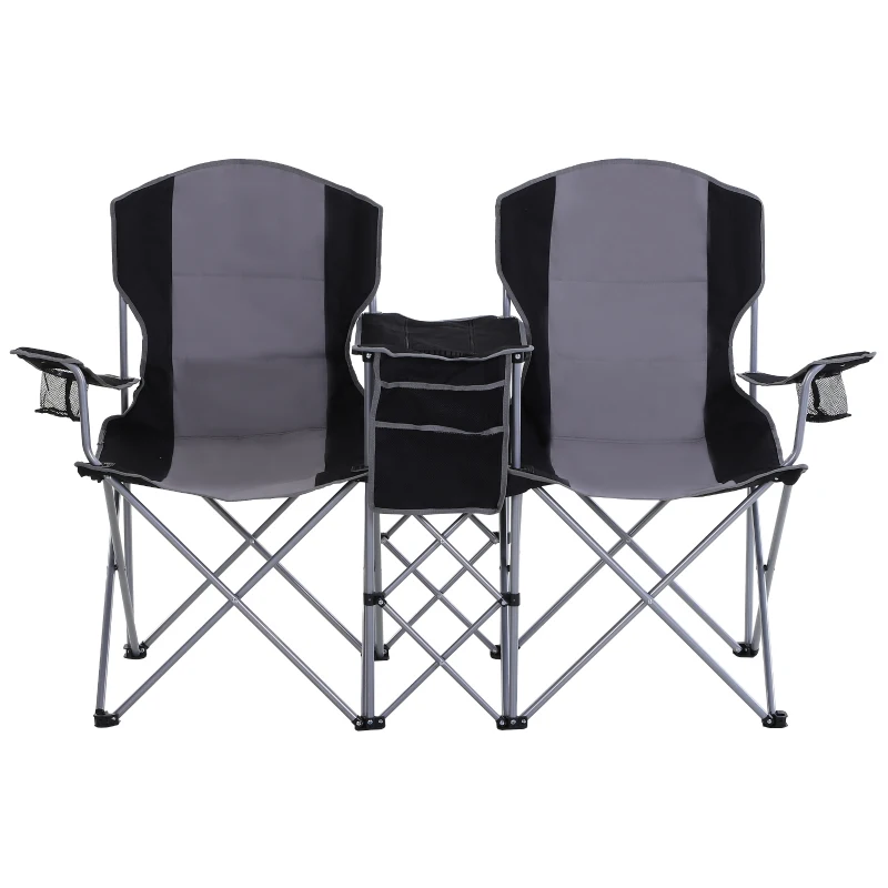 Outsunny® Doppel-Campingstuhl Klappstuhl mit Getränkehalter und Eisbeutel Armlehne Oxford