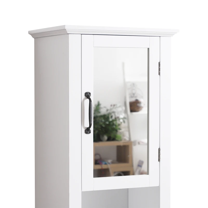 HOMCOM® Badschrank Badezimmerschrank Wandschrank mit Spiegel vestellbare Einlegeböden Holz Weiß 40 x 30 x 170 cm