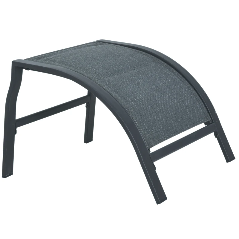 Outsunny® 5-tlg. Gartengarnitur Gartensitzgruppe Gartentischset Gartenliege gepolstert Metall + Textilene Grau 2 x Sessel 2 x Hocker 1 x Tisch