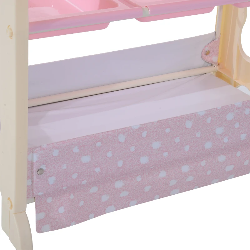 HOMCOM® Baby Wickeltisch mit Badewanne Mobil Rosa