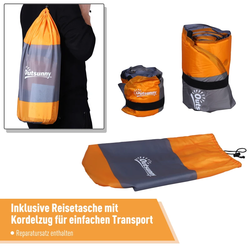 Outsunny® Luftmatraze Aufblasbare Luftbett Kopfkissen Schlafmatte Camping Matraze Pongee