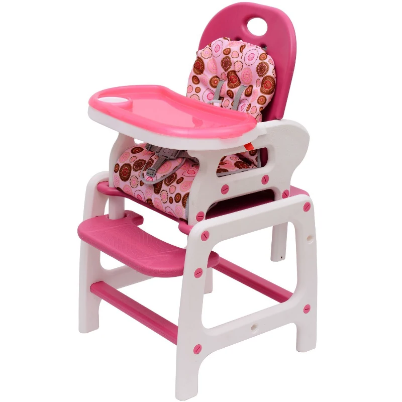 Kinderhochstuhl Kombihochstuhl Multifunktion Babyhochstuhl mit Schaukelfunktion rosa