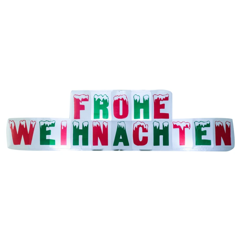 HOMCOM Weihnachtsdeko | Aufblasbar | Frohe Weihnachten Schriftzug | Beleuchtet | 250 x 25x 75 cm | Weiß, Rot, Grün