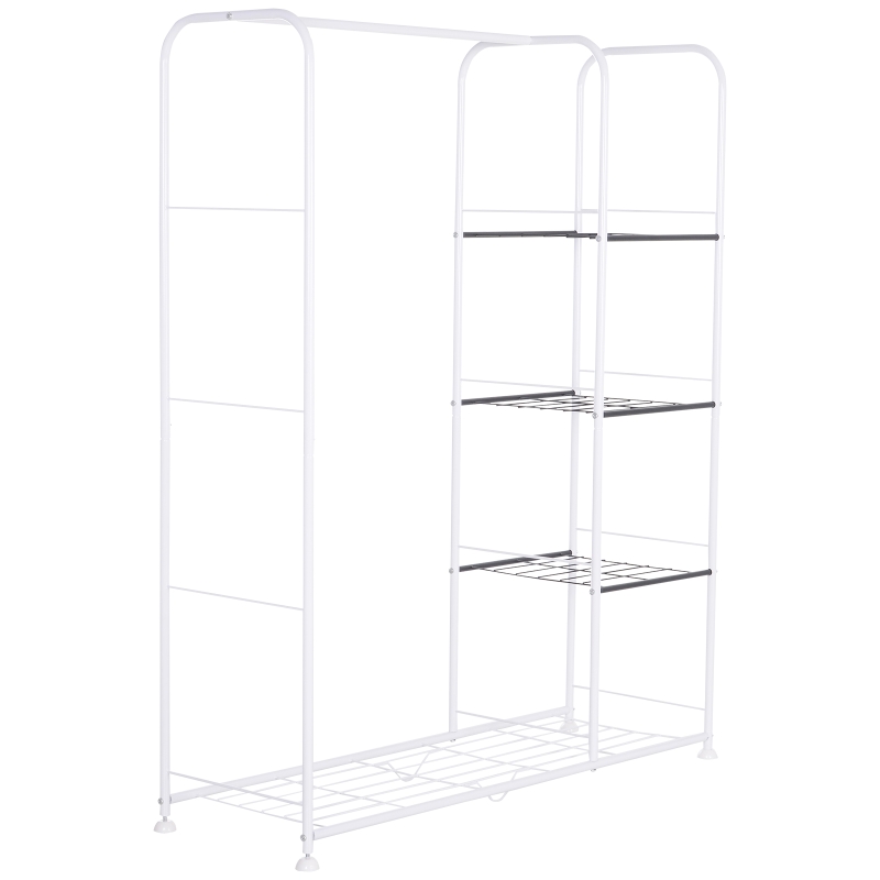 HOMCOM® Kleiderständer Garderobenständer Wäscheständer Kleiderstange Regal Metall Weiß 122 x 42,5 x 151 cm