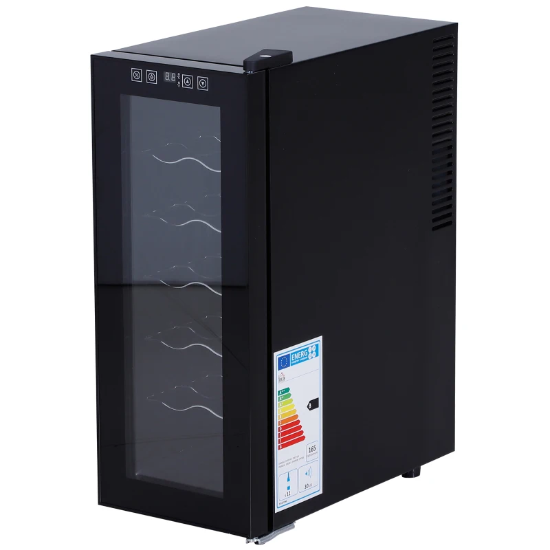 HOMCOM® Weinkühlschrank Freistehender Einzonen-Kühlschrank 12 Flaschen 11-18 °C ESG