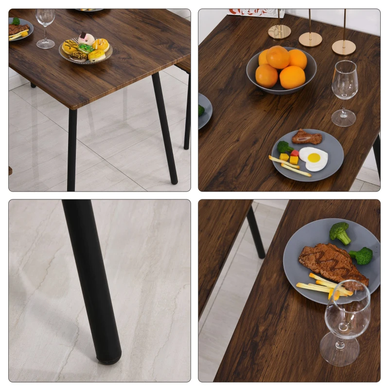 HOMCOM® Essgruppe mit 2 Stühlen Esszimmergarnitur Sitzgruppe Tischgruppe Braun+Schwarz