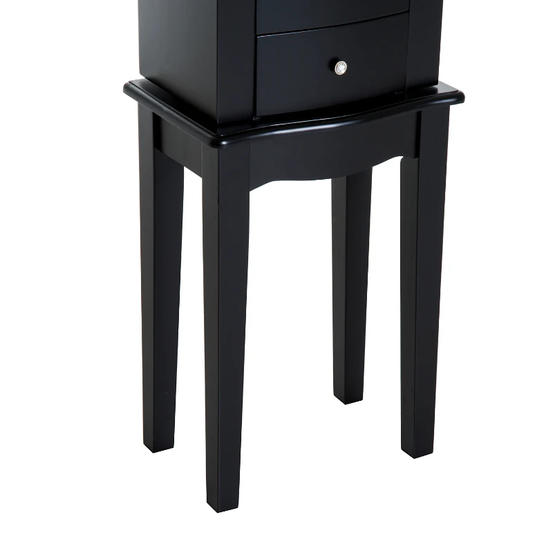 HOMCOM® Schmuckschrank mit Spiegel Schmuckkasten Holz Schwarz