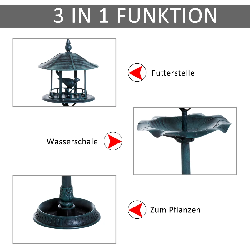 Outsunny® Vogeltränke Kunststoff Antik Grün