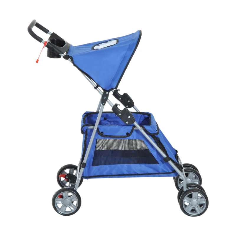 PawHut® Hundebuggy Hundewagen mit Sonnendach Stahl Blau