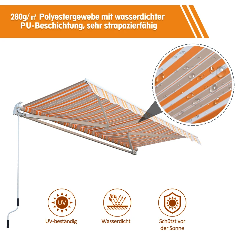 Outsunny® Markise Alu-Gelenkarm Gelenkarmmarkise 5 Farbe Sonnenschutz 3/3,5 /4/4,5m Balkon