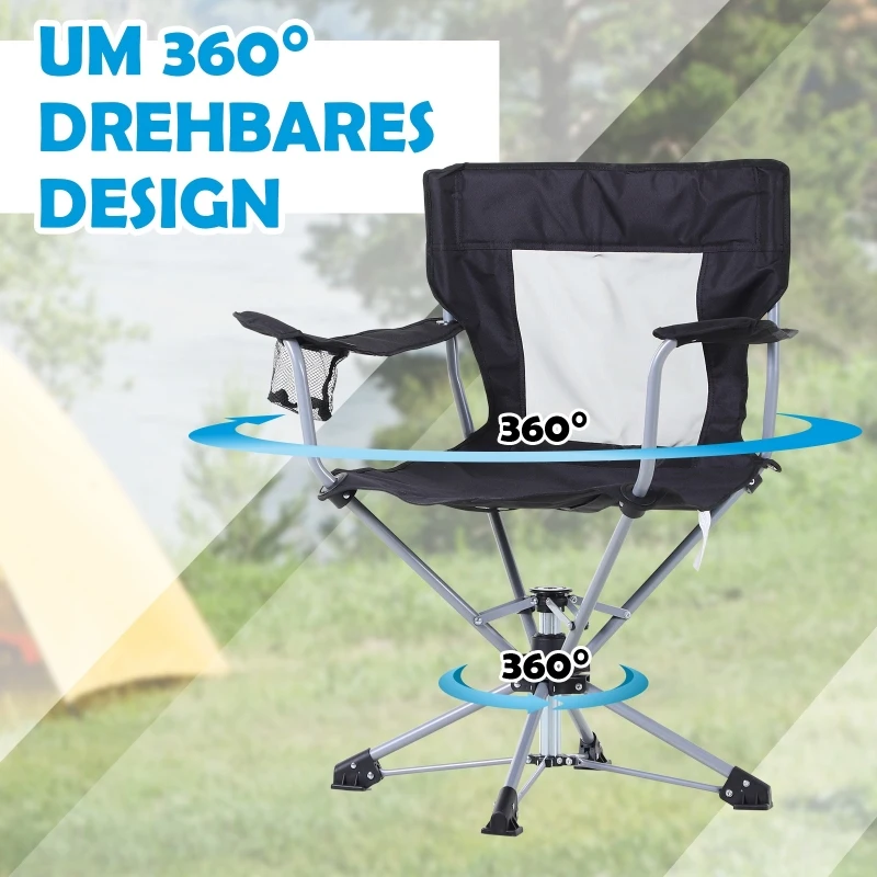 Outsunny® Campingstuhl mit Becherhalter Klappbar Oxford Schwarz